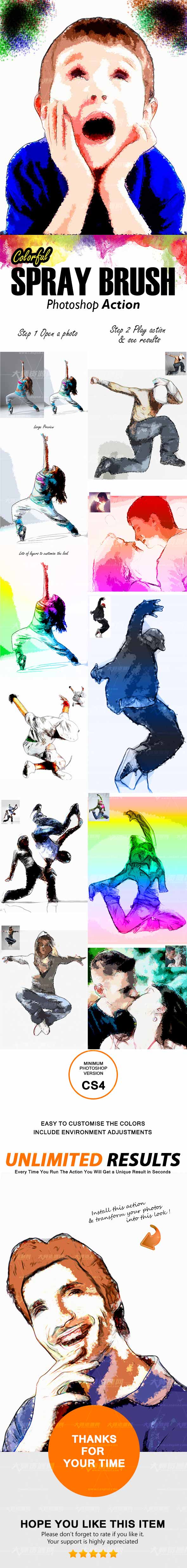 Colorful Spray Brush Photoshop Action